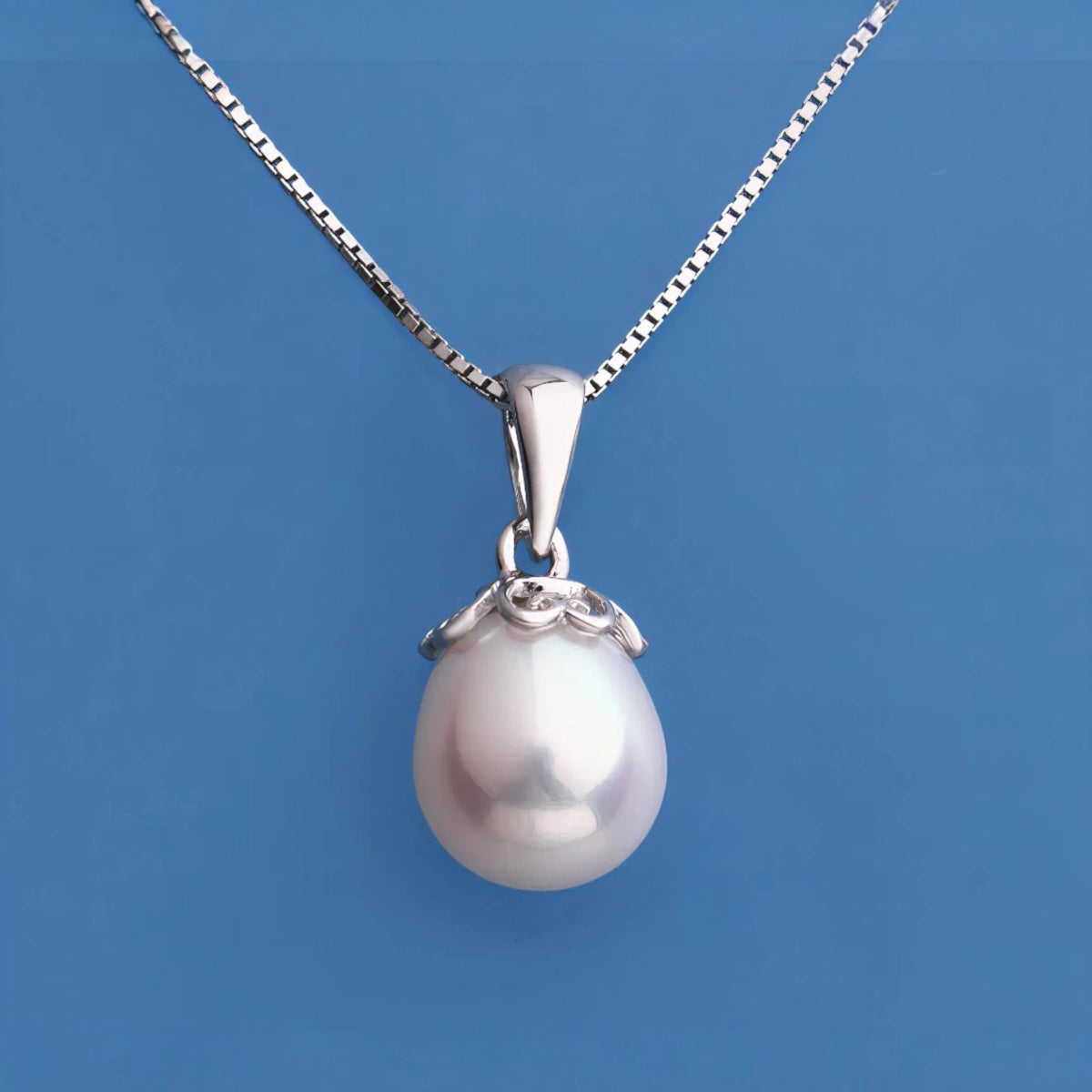 Ασημένιο 925 Κολιέ με Μαργαριτάρι Γλυκού Νερού σε σχήμα σταγόνας (PN009) - charmy.gr