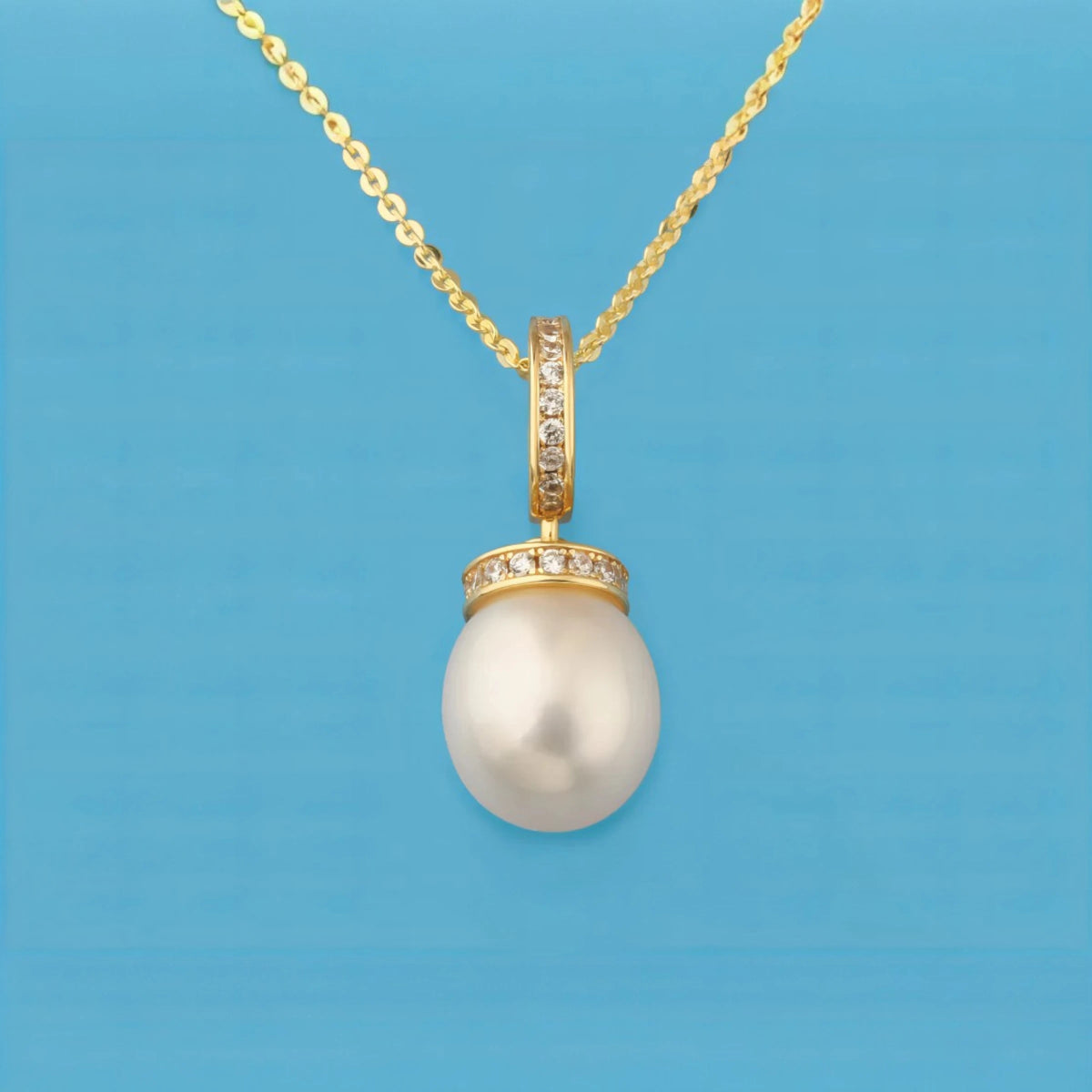 Ασημένιο 925 Κολιέ με Μαργαριτάρι Γλυκού Νερού & Ζιργκόν Επιχρυσωμένο (PN035) - charmy.gr