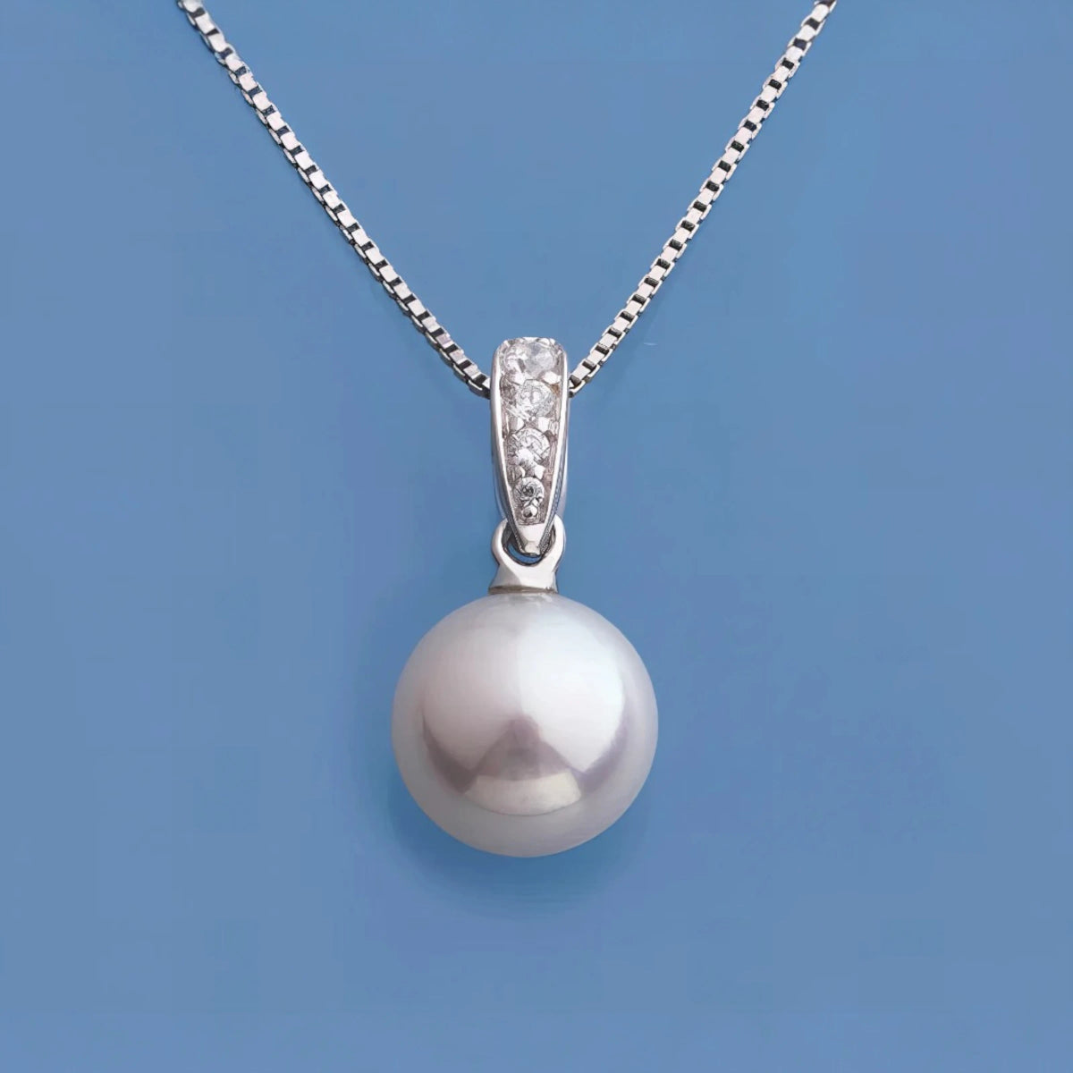 Ασημένιο 925 Κολιέ με Μαργαριτάρι Γλυκού Νερού & Ζιργκόν (PN013) - charmy.gr