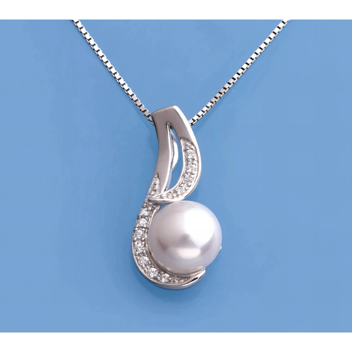 Ασημένιο 925 Κολιέ με Μαργαριτάρι Γλυκού Νερού & Ζιργκόν (PN024) - charmy.gr