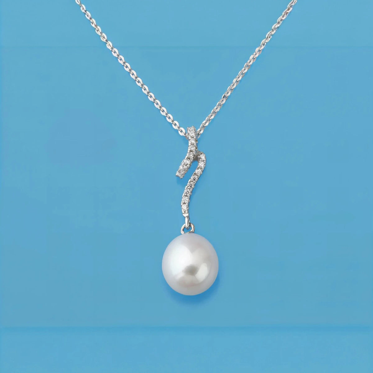 Ασημένιο 925 Κολιέ με Μαργαριτάρι Γλυκού Νερού & Ζιργκόν (PN036) - charmy.gr