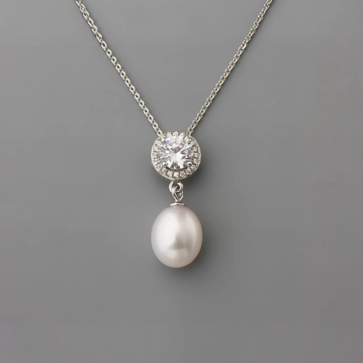 Ασημένιο 925 Κολιέ με Μαργαριτάρι Γλυκού Νερού & Ζιργκόν (PN038) - charmy.gr