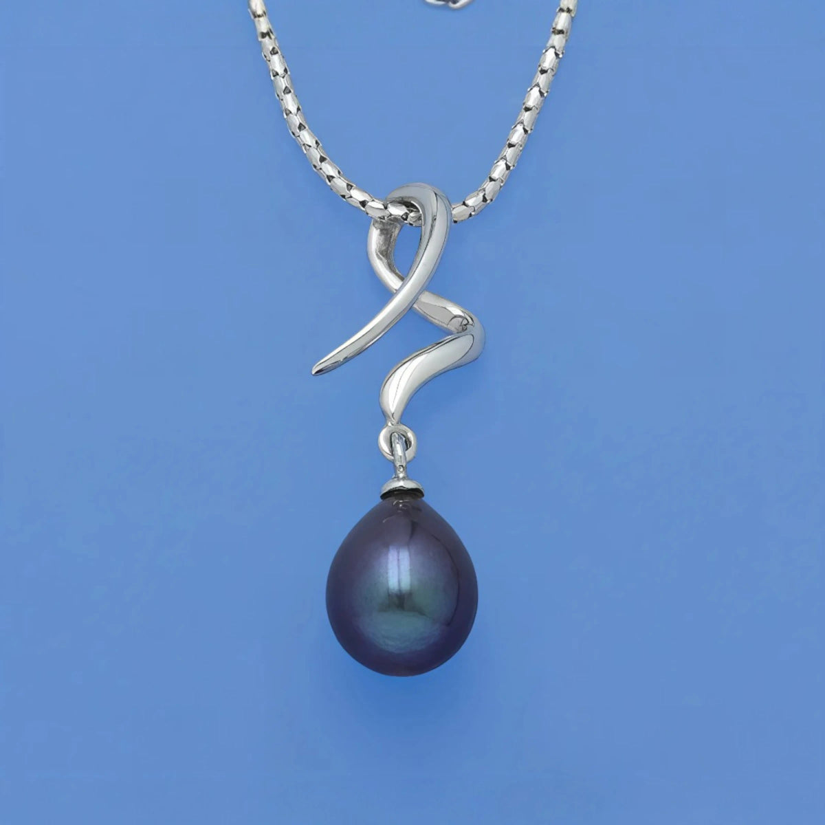 Ασημένιο 925 Κολιέ με Μαύρο Μαργαριτάρι Γλυκού Νερού σε σχήμα σταγόνας (PN008) - charmy.gr