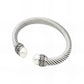 Ασημένιο Ατσάλινο Βραχιόλι "Cuff" με Πέρλες (B3369) - charmy.gr