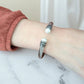 Ασημένιο Ατσάλινο Βραχιόλι "Cuff" με Πέρλες (B3369) - charmy.gr