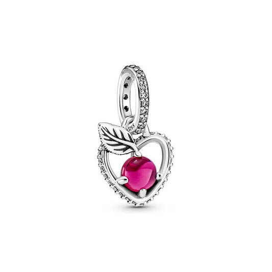 Ασημένιο Charm 925 σε Σχήμα Καρδιάς με Φούξια Πέτρα (C1257) - charmy.gr