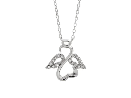 Ασημένιο κολιέ 925 αγγελάκι με κρύσταλλα Swarovski (J1013) - charmy.gr