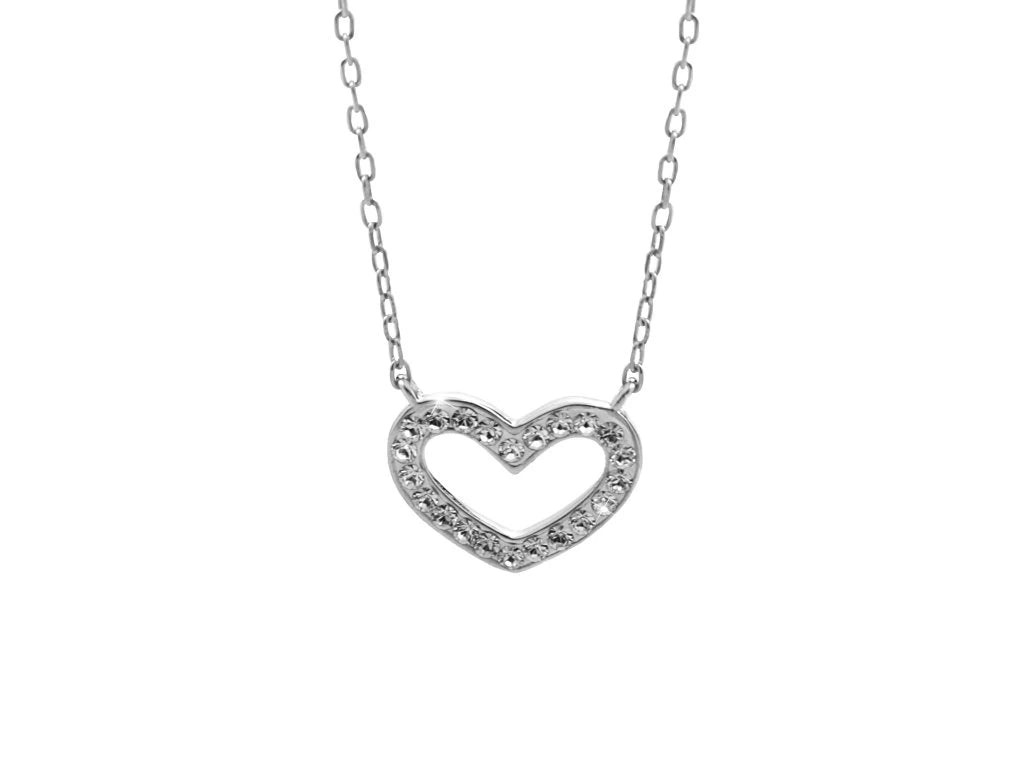 Ασημένιο κολιέ 925 καρδιά με κρύσταλλα Swarovski (J1021) - charmy.gr