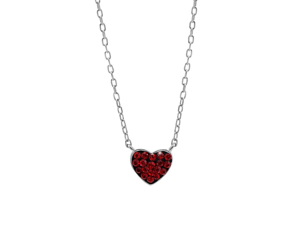 Ασημένιο κολιέ 925 καρδιά με κρύσταλλα Swarovski κόκκινη (J1024) - charmy.gr