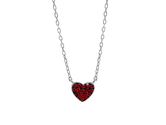 Ασημένιο κολιέ 925 καρδιά με κρύσταλλα Swarovski κόκκινη (J1024) - charmy.gr