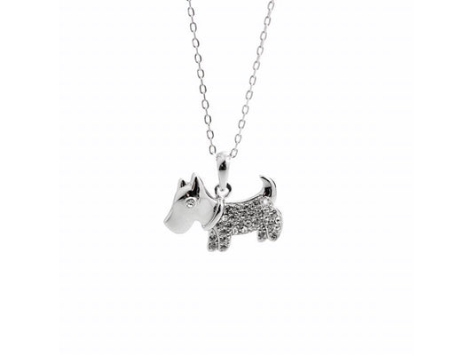Ασημένιο κολιέ 925 σκυλάκι με κρύσταλλα Swarovski (J1009) - charmy.gr