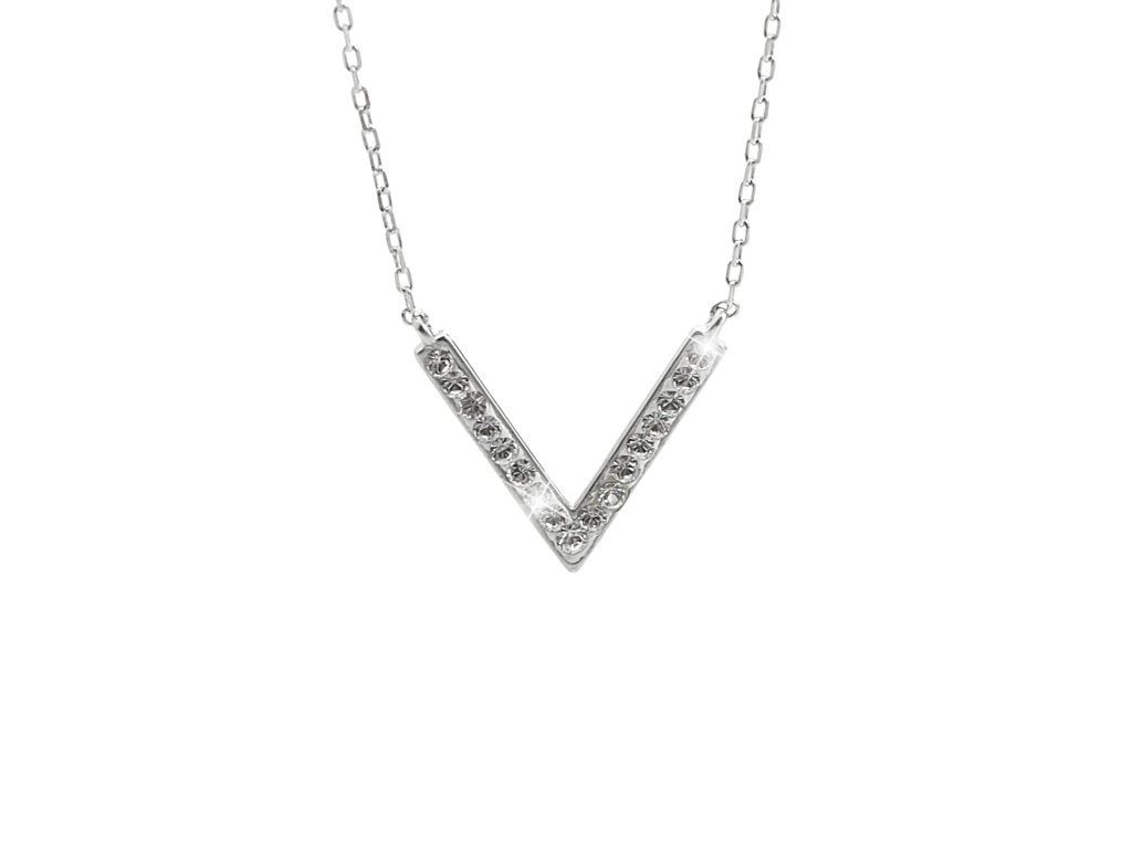 Ασημένιο κολιέ 925 σχήμα V με κρύσταλλα Swarovski (J1014) - charmy.gr