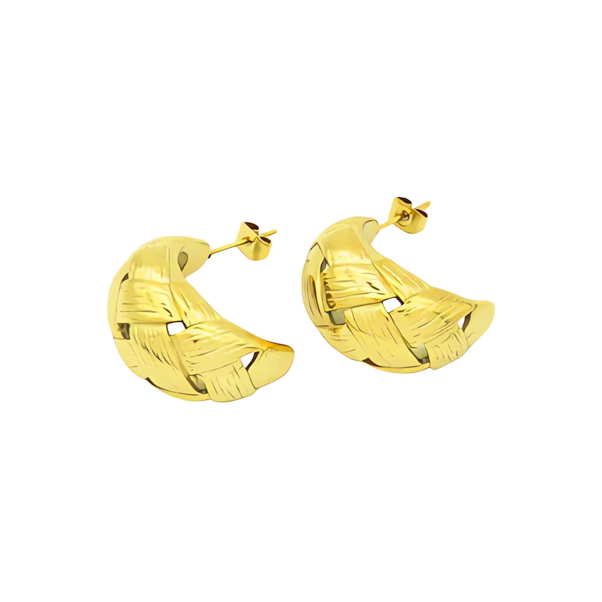 Ατσάλινα καρφωτά σκουλαρίκια 2.8cm επιχρυσωμένα (E3010) - charmy.gr