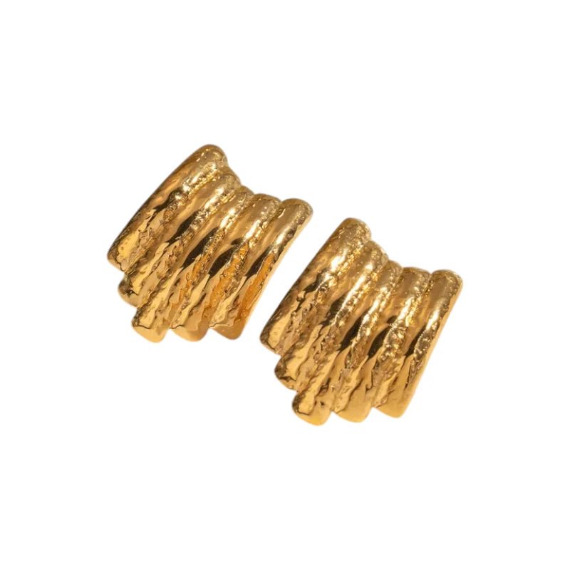 Ατσάλινα καρφωτά σκουλαρίκια επιχρυσωμένα 2.7cm (E1535) - charmy.gr