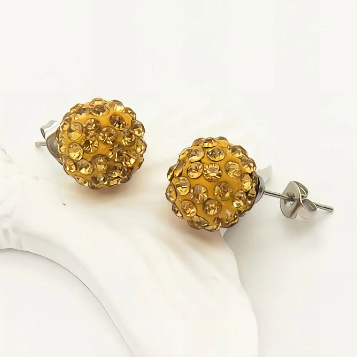 Ατσάλινα καρφωτά σκουλαρίκια με ζιργκόν 1.2cm (E3215) - charmy.gr