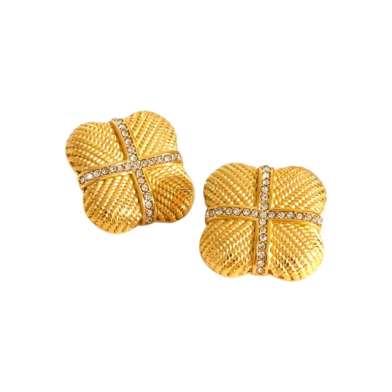 Ατσάλινα καρφωτά σκουλαρίκια με ζιργκόν 1.8cm (E1532) - charmy.gr