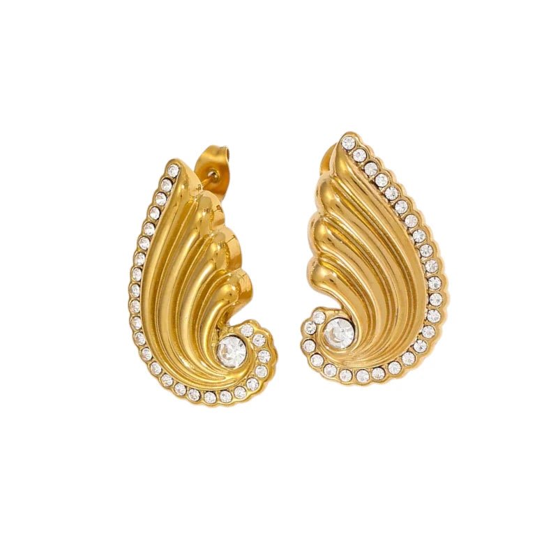 Ατσάλινα καρφωτά σκουλαρίκια με ζιργκόν 2.9cm (E1515) - charmy.gr