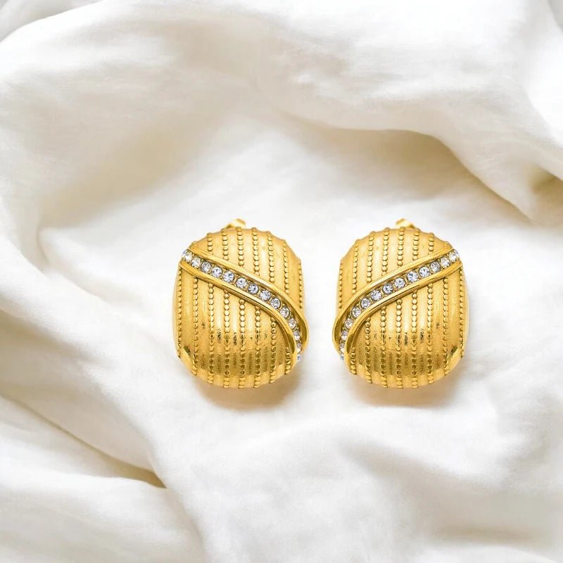 Ατσάλινα καρφωτά σκουλαρίκια με ζιργκόν 3cm (E1530) - charmy.gr