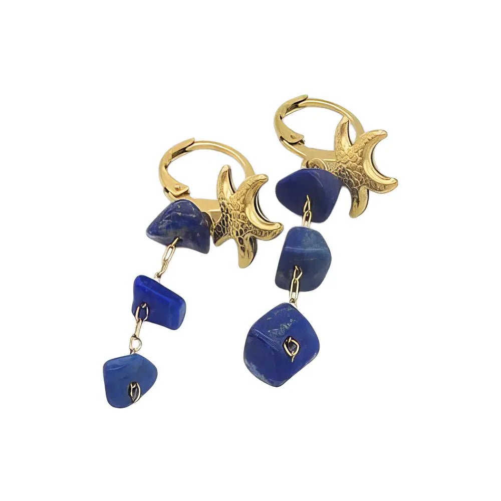 Ατσάλινα Κρεμαστά Σκουλαρίκια με Αστερία 3.5cm (E3254) - charmy.gr