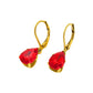 Ατσάλινα Κρεμαστά Σκουλαρίκια με Κόκκινη Πέτρα σε Σχήμα Δάκρυ 2cm (E3238) - charmy.gr