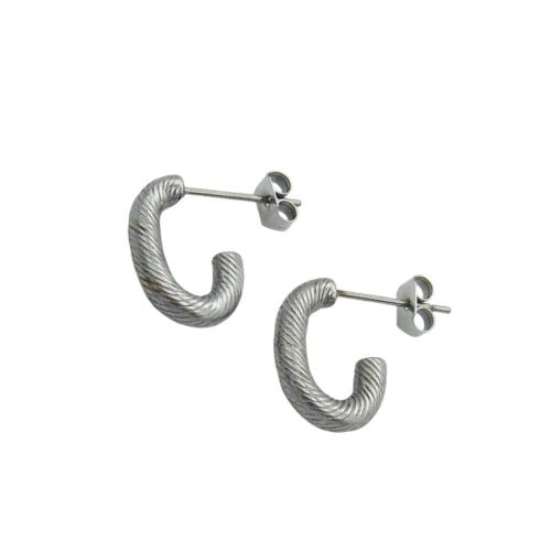 Ατσάλινα κρικάκια 1.5cm χρώμα ασημί (E3003) - charmy.gr