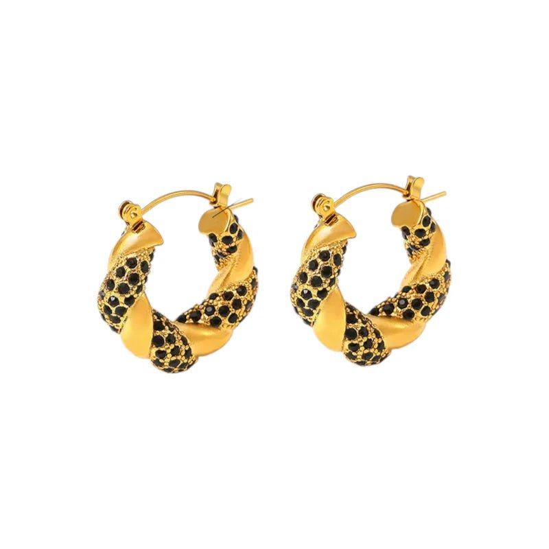 Ατσάλινα κρίκοι επιχρυσωμένοι με ζιργκόν 3cm (E1533) - charmy.gr