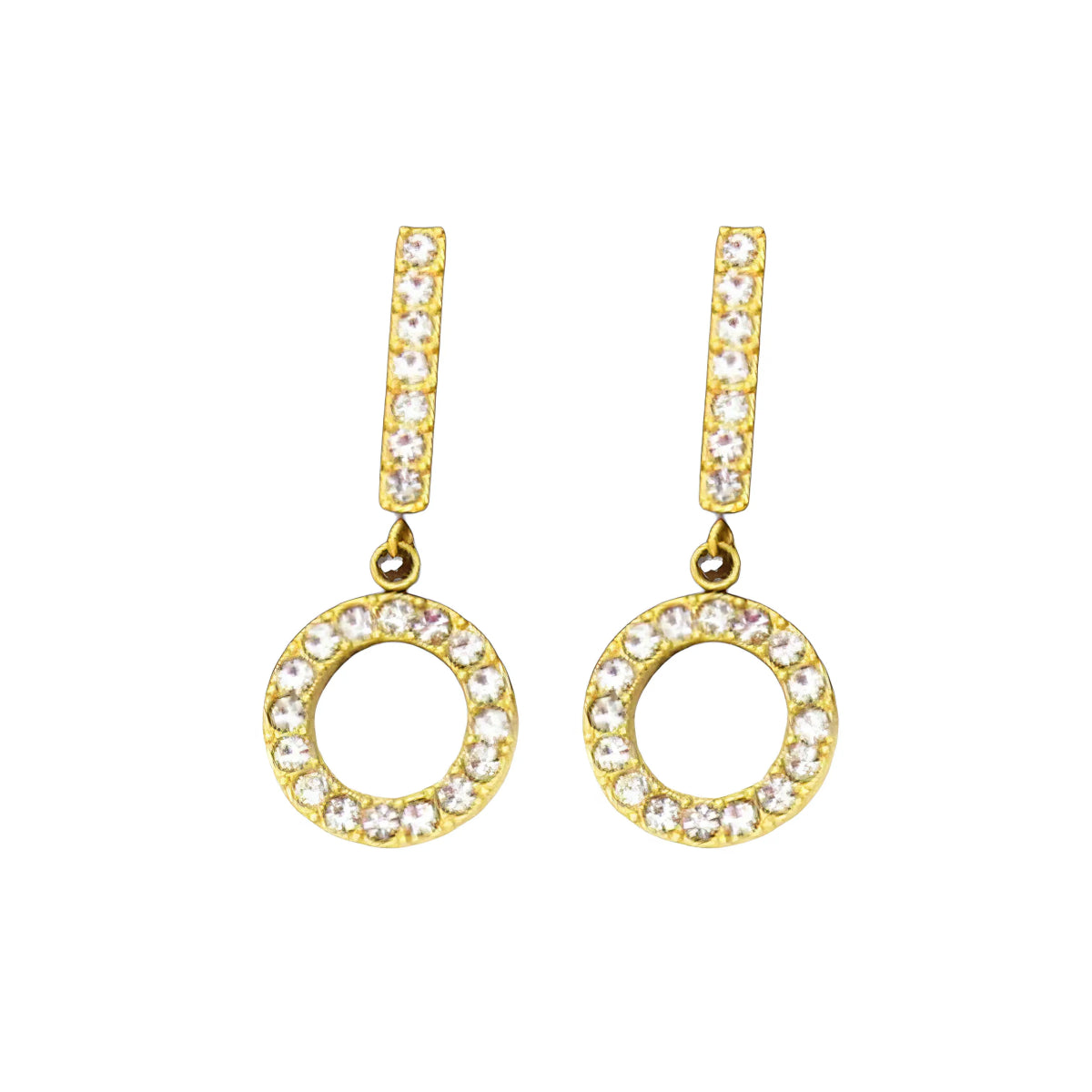 Ατσάλινα Σκουλαρίκια 3cm με Ζιργκόν (E3099) - charmy.gr