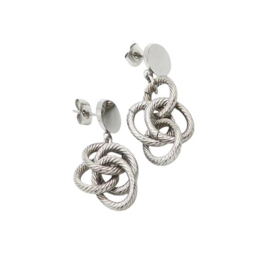 Ατσάλινα σκουλαρίκια κρεμαστά 1.3cm (E3006) - charmy.gr