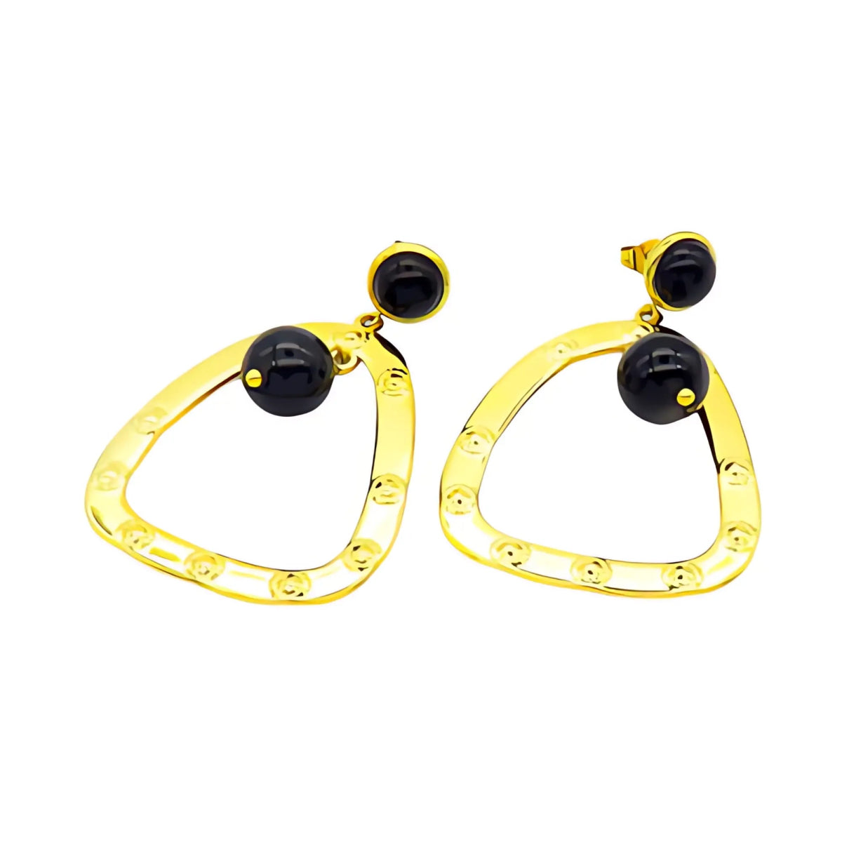 Ατσάλινα σκουλαρίκια κρεμαστά 4cm τριγωνικά (E3027) - charmy.gr