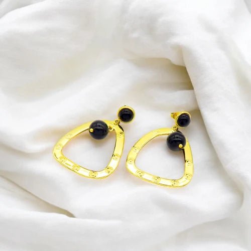 Ατσάλινα σκουλαρίκια κρεμαστά 4cm τριγωνικά (E3027) - charmy.gr