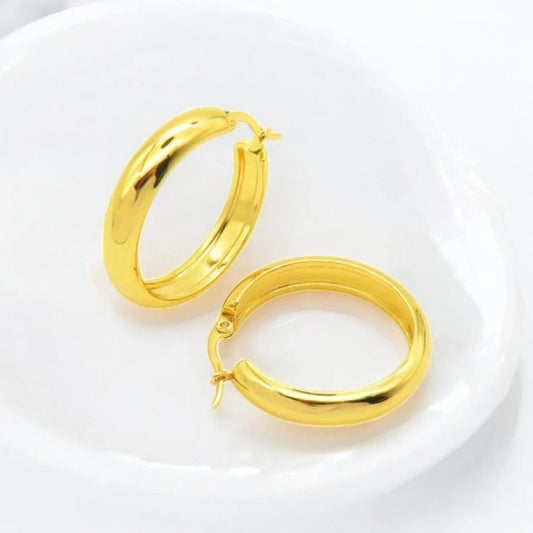 Ατσάλινα Σκουλαρίκια Κρίκοι - Διάμετρος 3cm (E3116 - 1) - charmy.gr