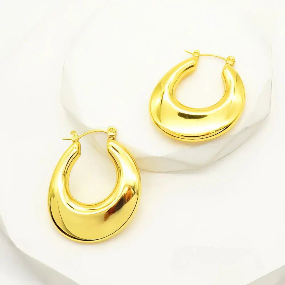 Ατσάλινα σκουλαρίκια κρίκοι επιχρυσωμένοι 3cm (E3100 - 1) - charmy.gr