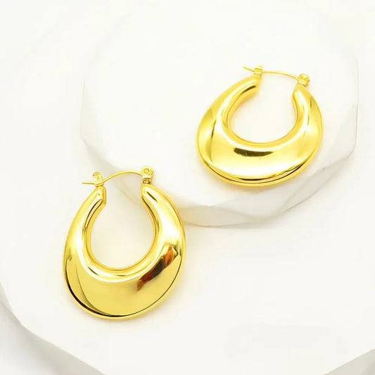 Ατσάλινα σκουλαρίκια κρίκοι επιχρυσωμένοι 3cm (E3100 - 1) - charmy.gr