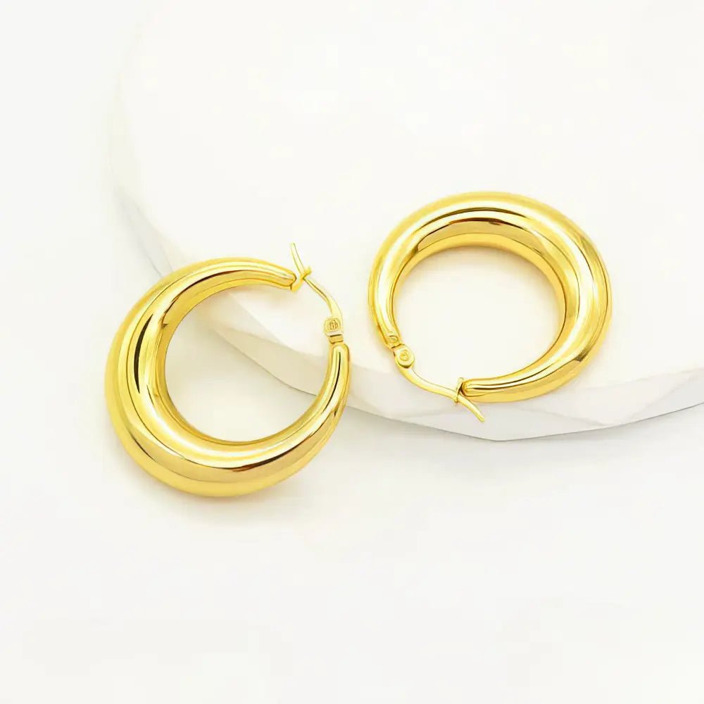 Ατσάλινα Σκουλαρίκια Κρίκοι Hollow - Διάμετρος 3.5cm (E3125) - charmy.gr