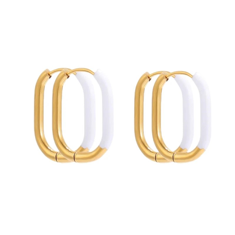 Ατσάλινα σκουλαρίκια κρίκοι χρώμα άσπρο (E1575) - charmy.gr