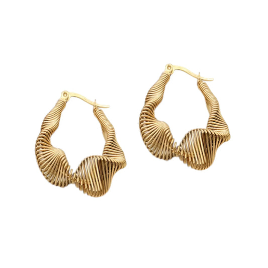 Ατσάλινα Σκουλαρίκια με Στριφτό Σχέδιο 3.1cm (E3141) - charmy.gr