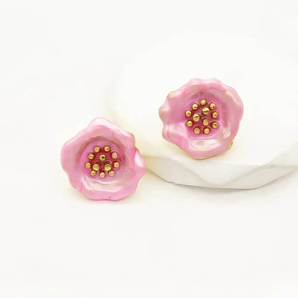 Ατσάλινα Σκουλαρίκια σε Σχήμα Λουλουδιού 2.3cm (E3230) - charmy.gr