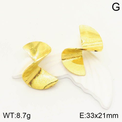 Ατσάλινα σκουλαρίκια statement με κυκλικά μοτίβα 3.3cm (E3053) - charmy.gr