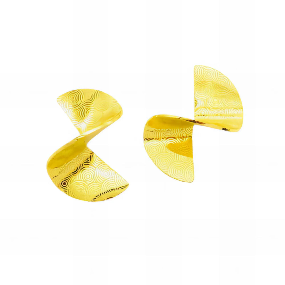 Ατσάλινα σκουλαρίκια statement με κυκλικά μοτίβα 3.3cm (E3053) - charmy.gr