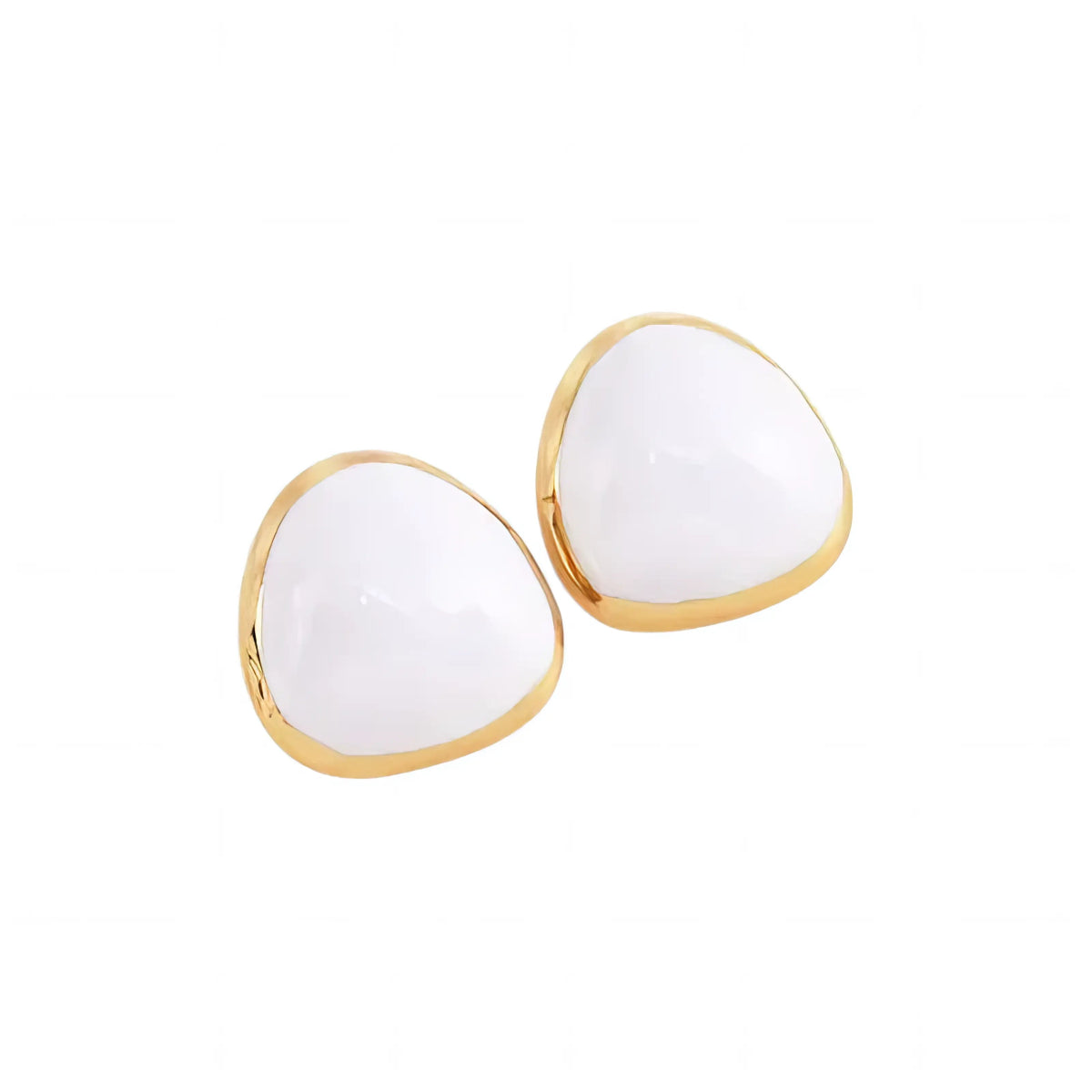 Ατσάλινα Σκουλαρίκια Τριγωνικά με Λευκό Σμάλτο 2cm (E1577) - charmy.gr