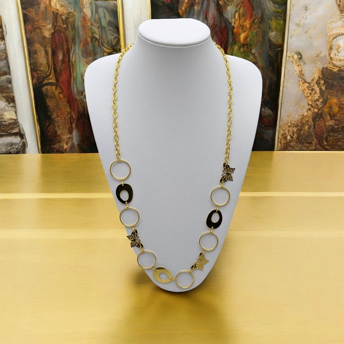 Ατσάλινη αλυσίδα λαιμού 81 εκατοστά με πεταλούδες (N1540) - charmy.gr