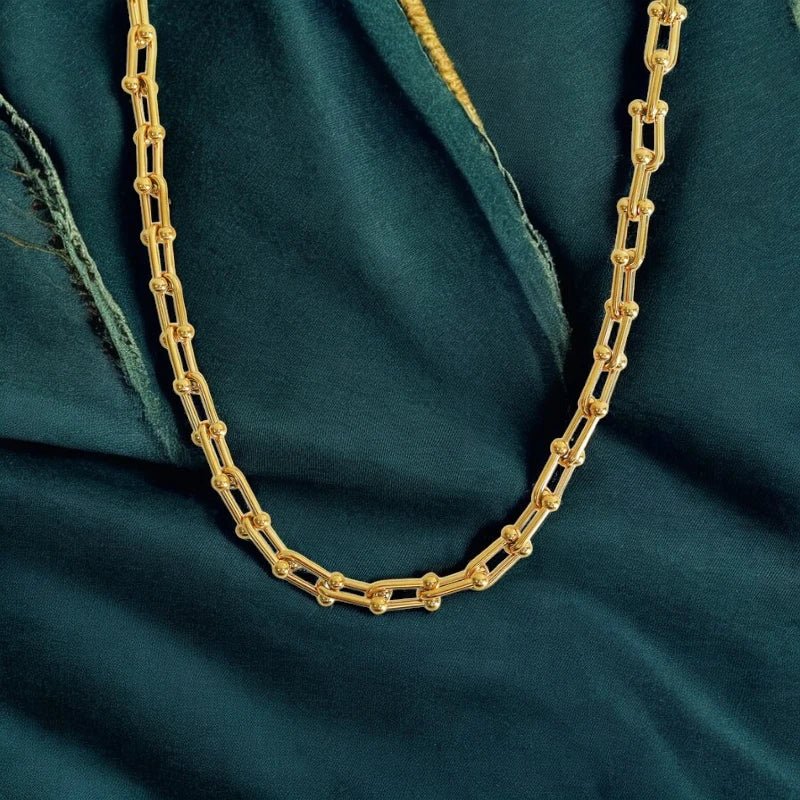 Ατσάλινη αλυσίδα λαιμού χοντρή μήκος 34+5 επιχρυσωμένη 18k (N1447) - charmy.gr