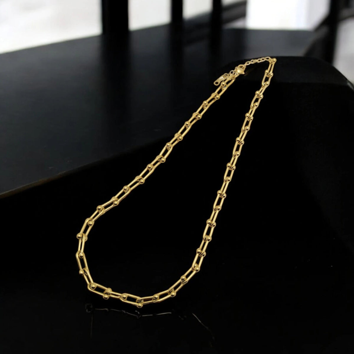 Ατσάλινη αλυσίδα λαιμού χοντρή μήκος 34+5 επιχρυσωμένη 18k (N1447) - charmy.gr