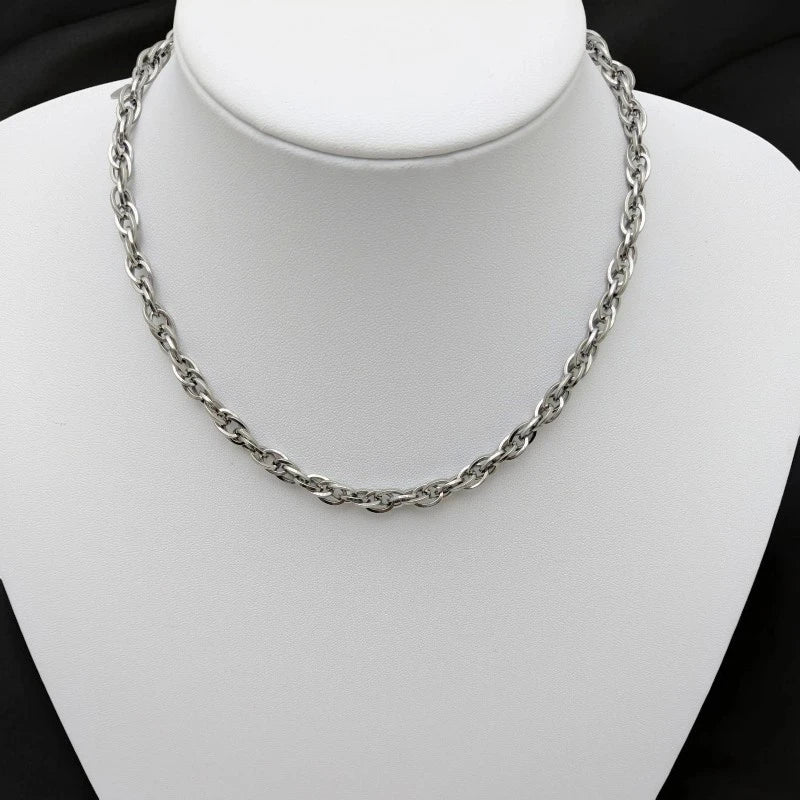 Ατσάλινη αλυσίδα λαιμού χοντρή μήκος 40+5 χρώμα ασημί (N1505) - charmy.gr