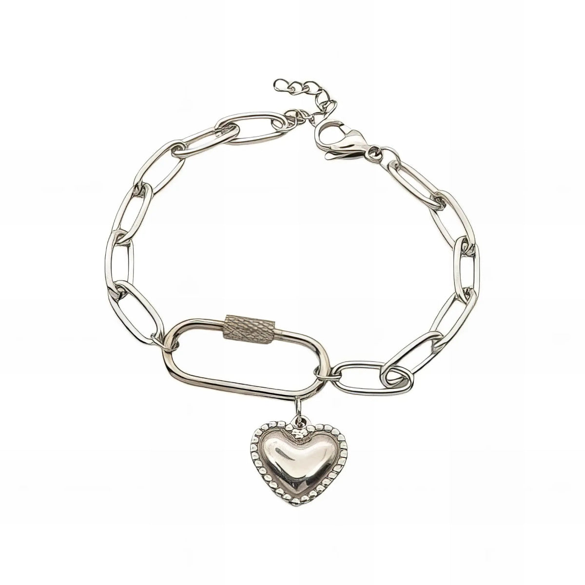 Ατσάλινη αλυσίδα με κρεμαστή καρδιά χρώμα ασημί (B3243) - charmy.gr