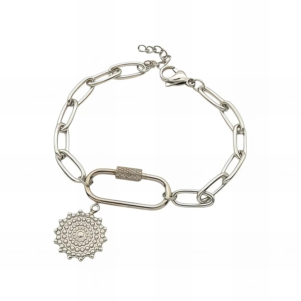 Ατσάλινη αλυσίδα με κρεμαστό ήλιο χρώμα ασημί (B3244) - charmy.gr