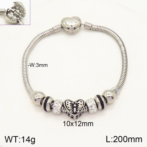 Ατσάλινη αλυσίδα χεριού ασημί με charms καρδιά (B3005) - charmy.gr