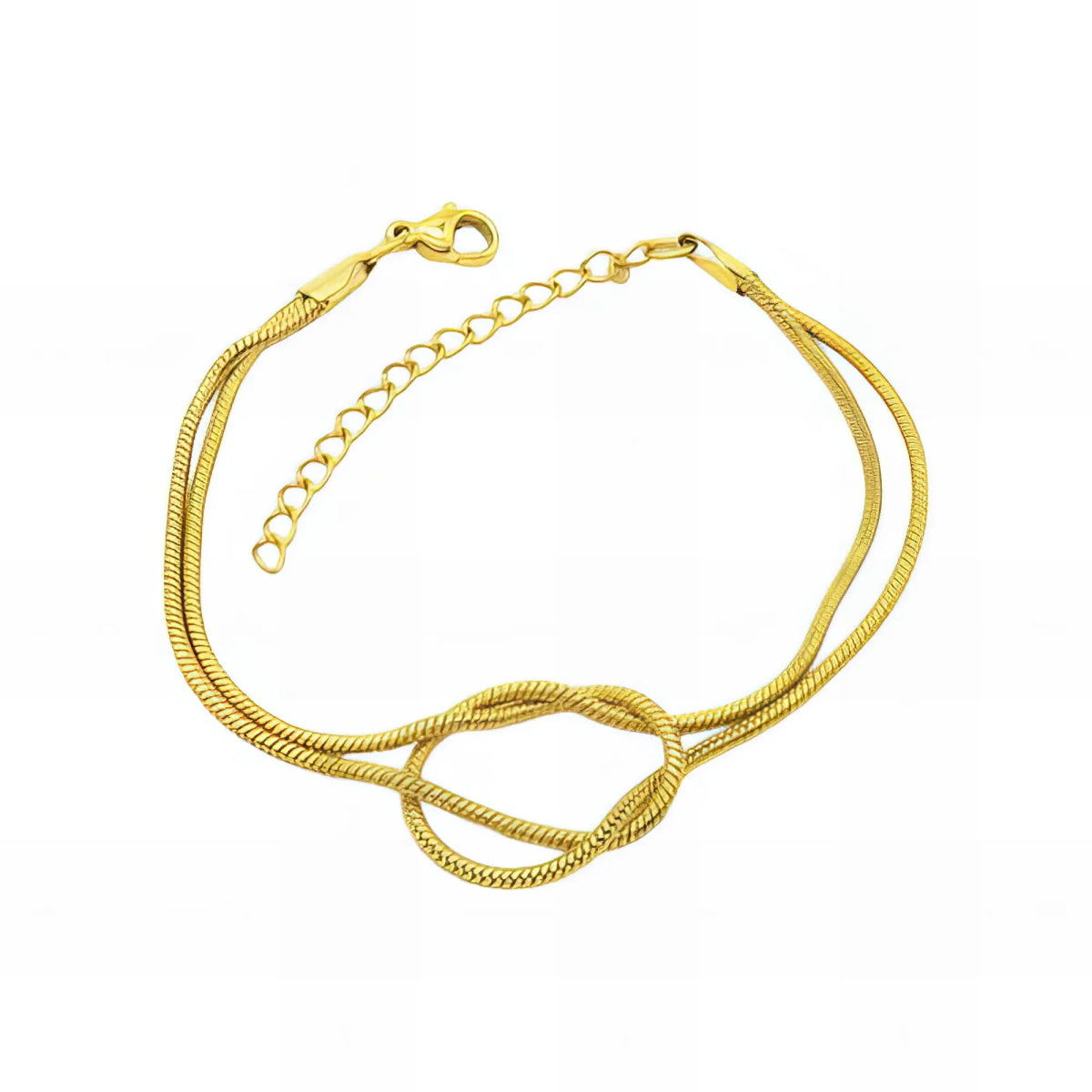 Ατσάλινη αλυσίδα χεριού διπλή επιχρυσωμένη 18k (B3000) - charmy.gr