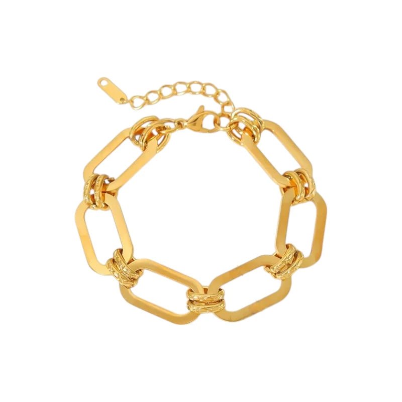Ατσάλινη αλυσίδα χεριού επιχρυσωμένη (B1618) - charmy.gr