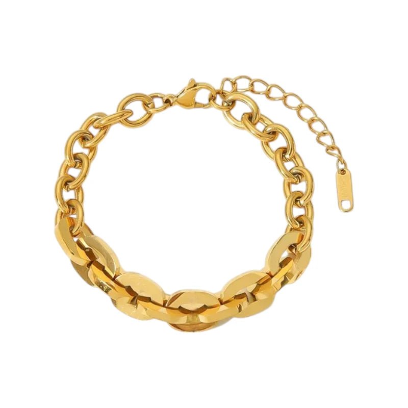 Ατσάλινη αλυσίδα χεριού επιχρυσωμένη (B1620) - charmy.gr